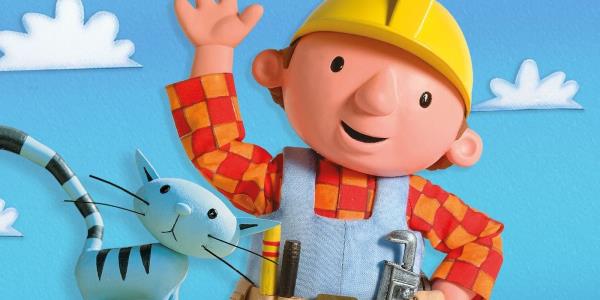 Bob the Builder Waving Alo<em></em>ngside a Blue Cat